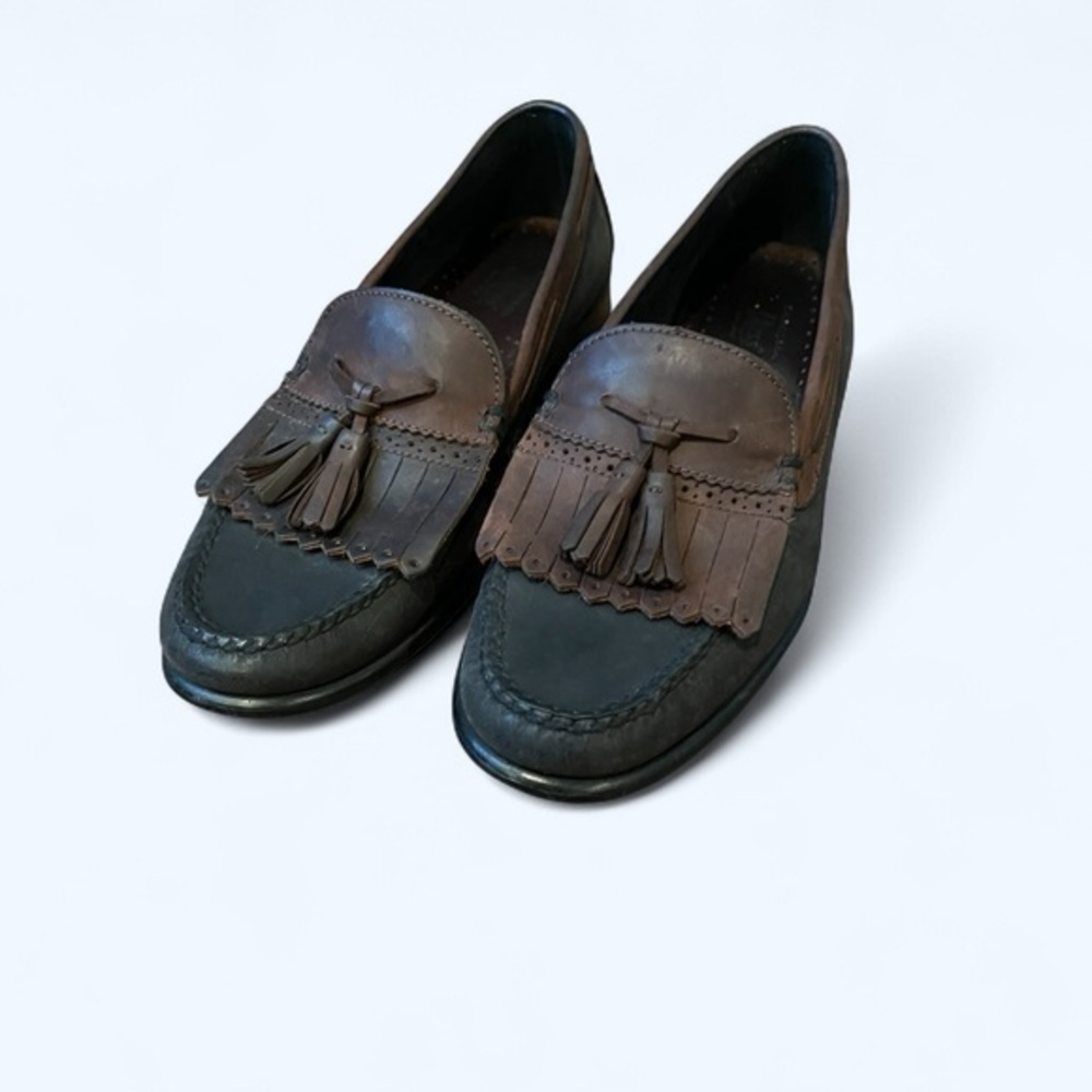 G.H. Bass & Co. Men’s Tassel Loafers – Brown & Black Leather – Size 9M